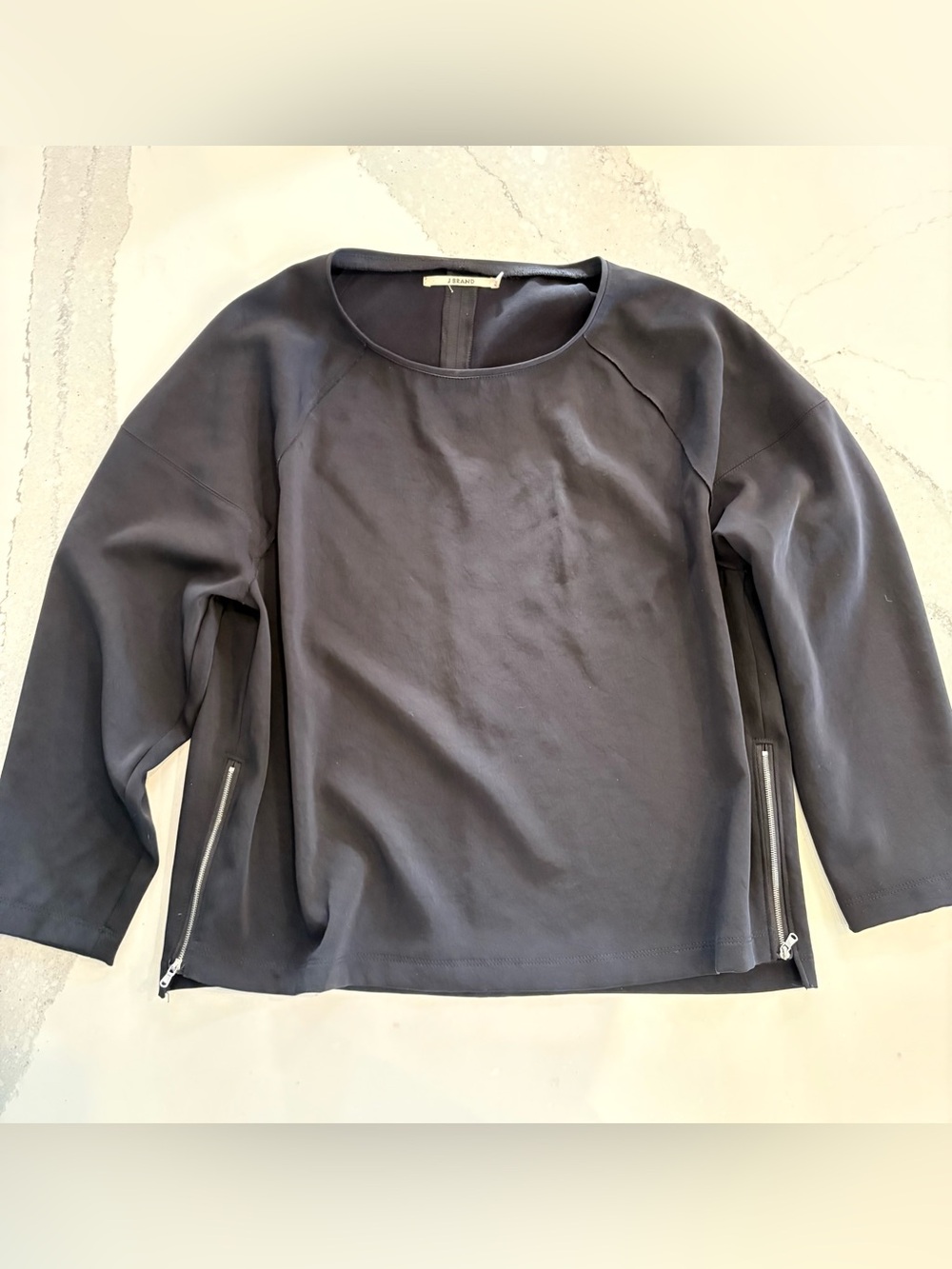 J Brand Black Zip-Hem Pullover